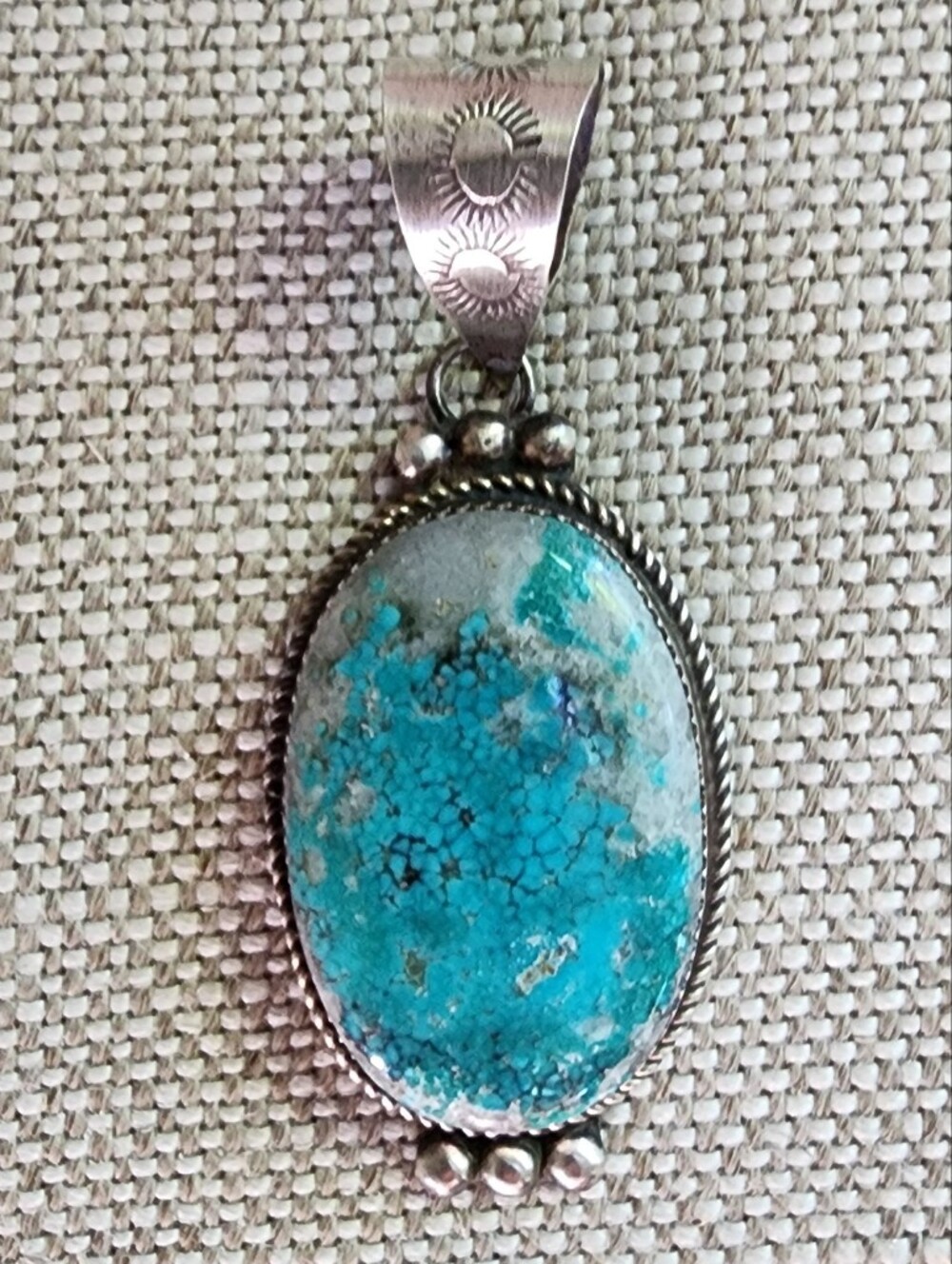 HUGE Royston Turquoise  Donovan Nez Pendant Sterling Silver Native Made